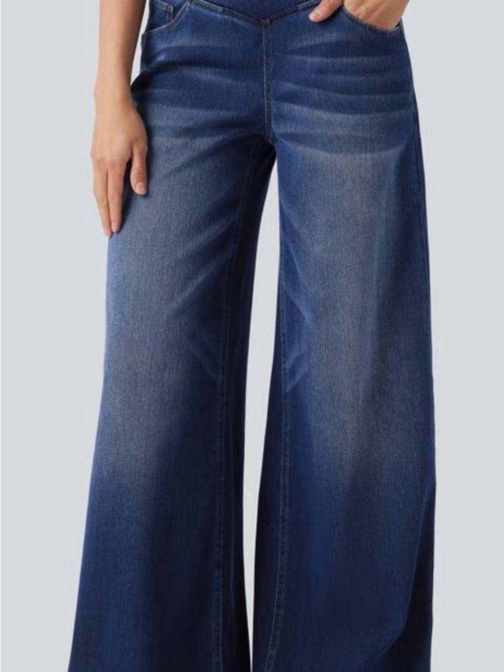 Halara Flex™ Crossover High Waisted Tummy Control Wide Leg Casual Jeans - Picture 7 of 8